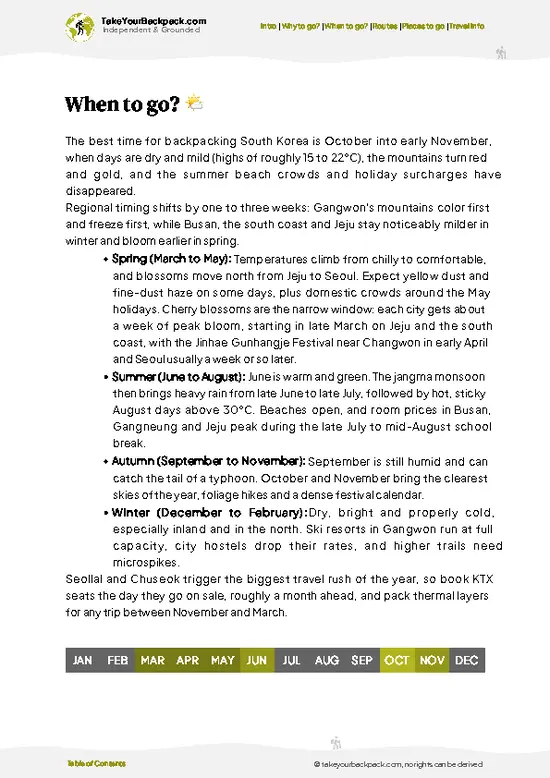 example page 3 from our offline Travel Guide for South Korea